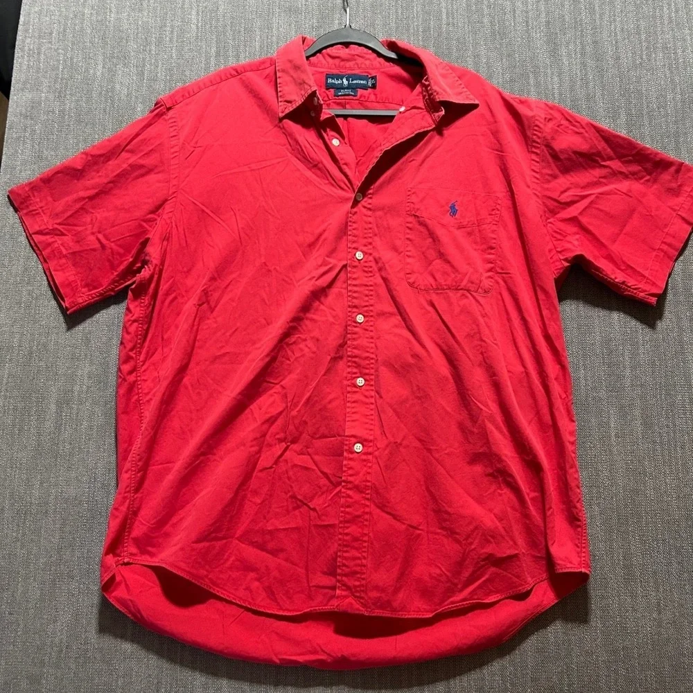 Polo Ralph Lauren Button Down Mens XL Red Blake Short Sleeve Cotton Pony Logo